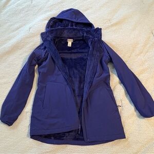 Duluth Trading Co Women's Blue Hooded Raincoat